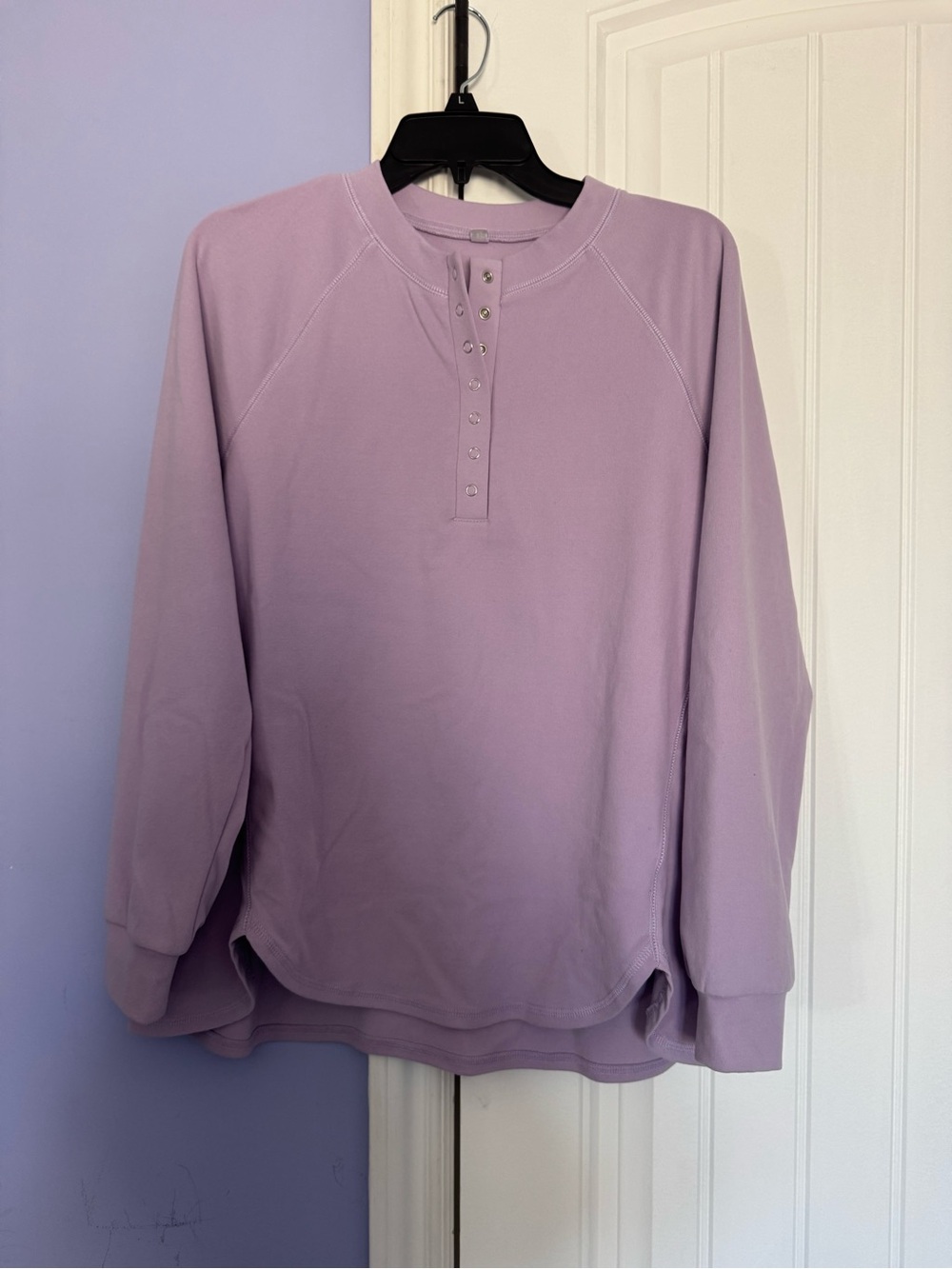 Crewneck Lavender Button-Front Women's Sweater
